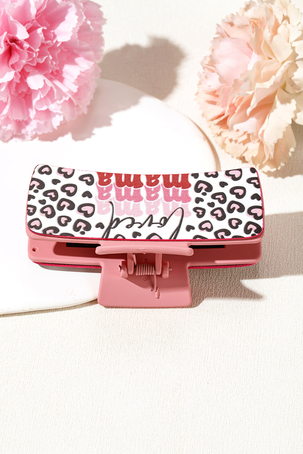 Sachet Pink Loved Mama Heart Print Large Hair Claw Clip