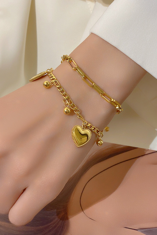 Gold Plated Double Layered Heart Shaped Bracelet