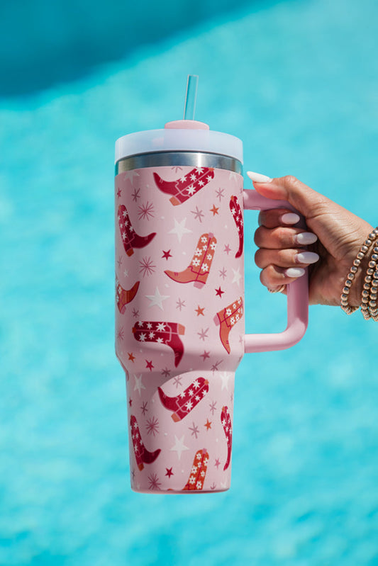 Sachet Pink Western Boot Tumbler with Straw 40oz