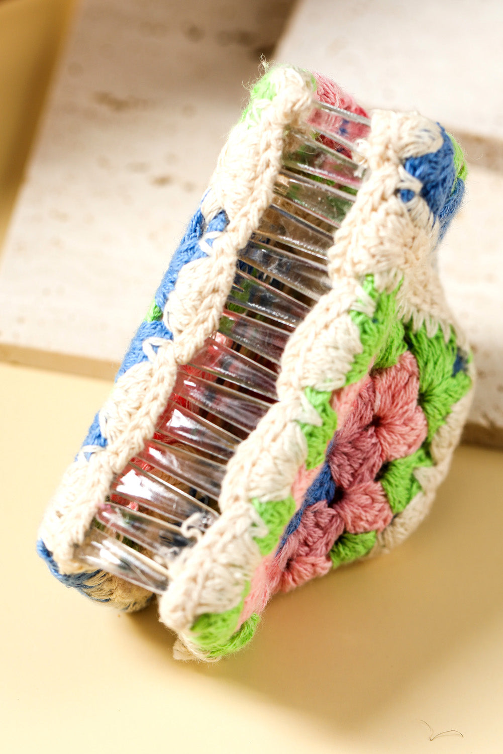 Dark Blue Flower Crochet Cover Hair Clawclip