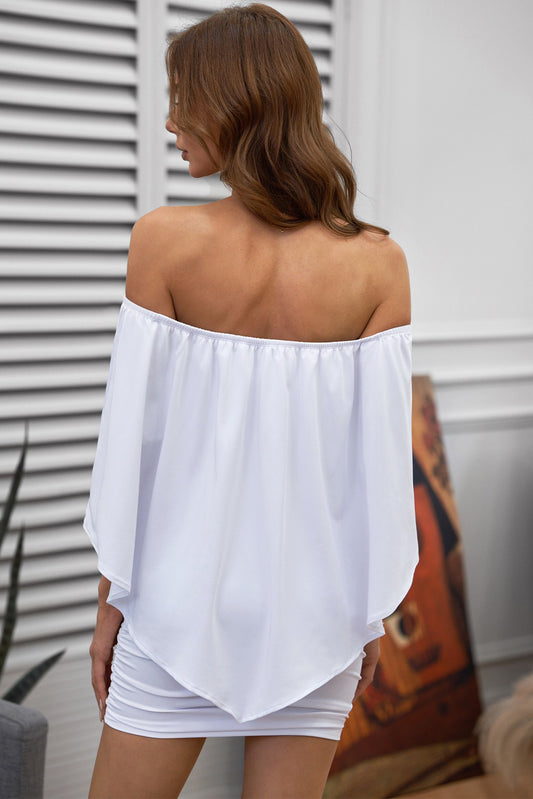 Dressing Layered White Mini Poncho Dress