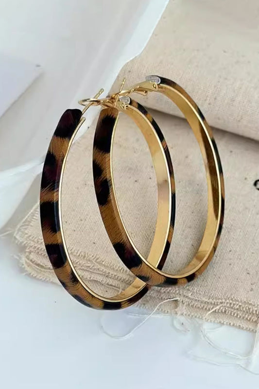 Thai Curry Stainless Alloy Leopard Hoop Earrings