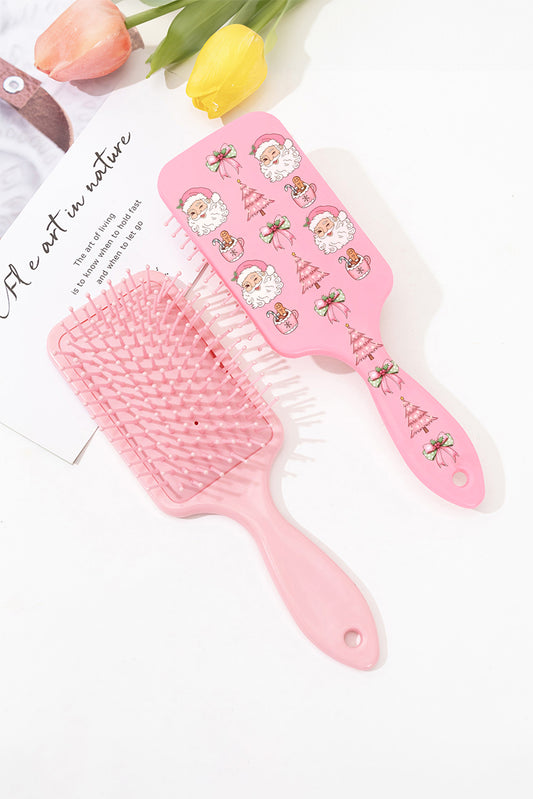 Pink Sweet Santa Christmas Elements Printed Air Cushion Comb