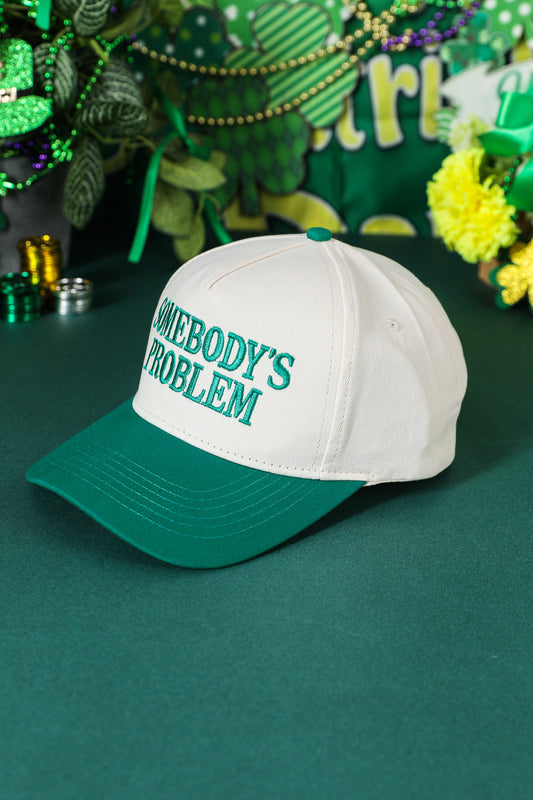 Dark Green SOMEBODYS PROBLEM Embroidered Two-tone Baseball Cap