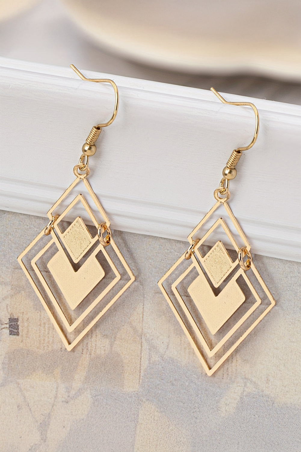 Gold Vintage Geometric Plated Alloy Dangle Earrings