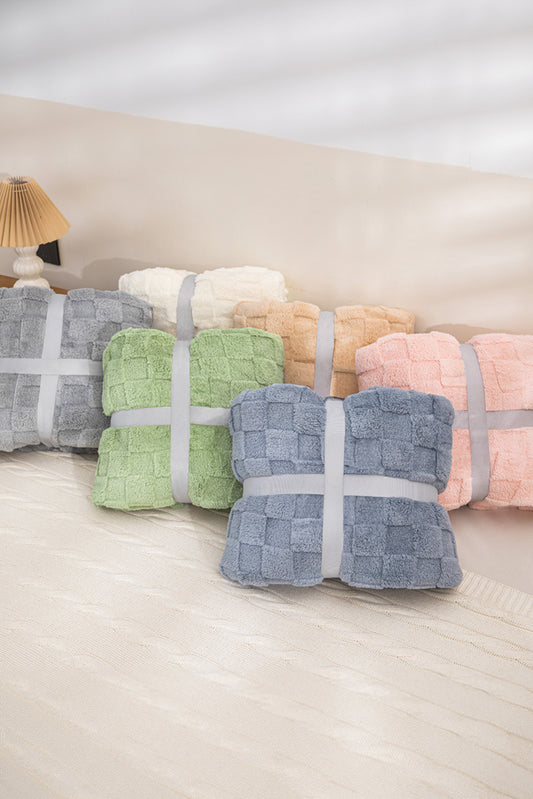 Grass Green Checkered Texture Large Plush Blanket