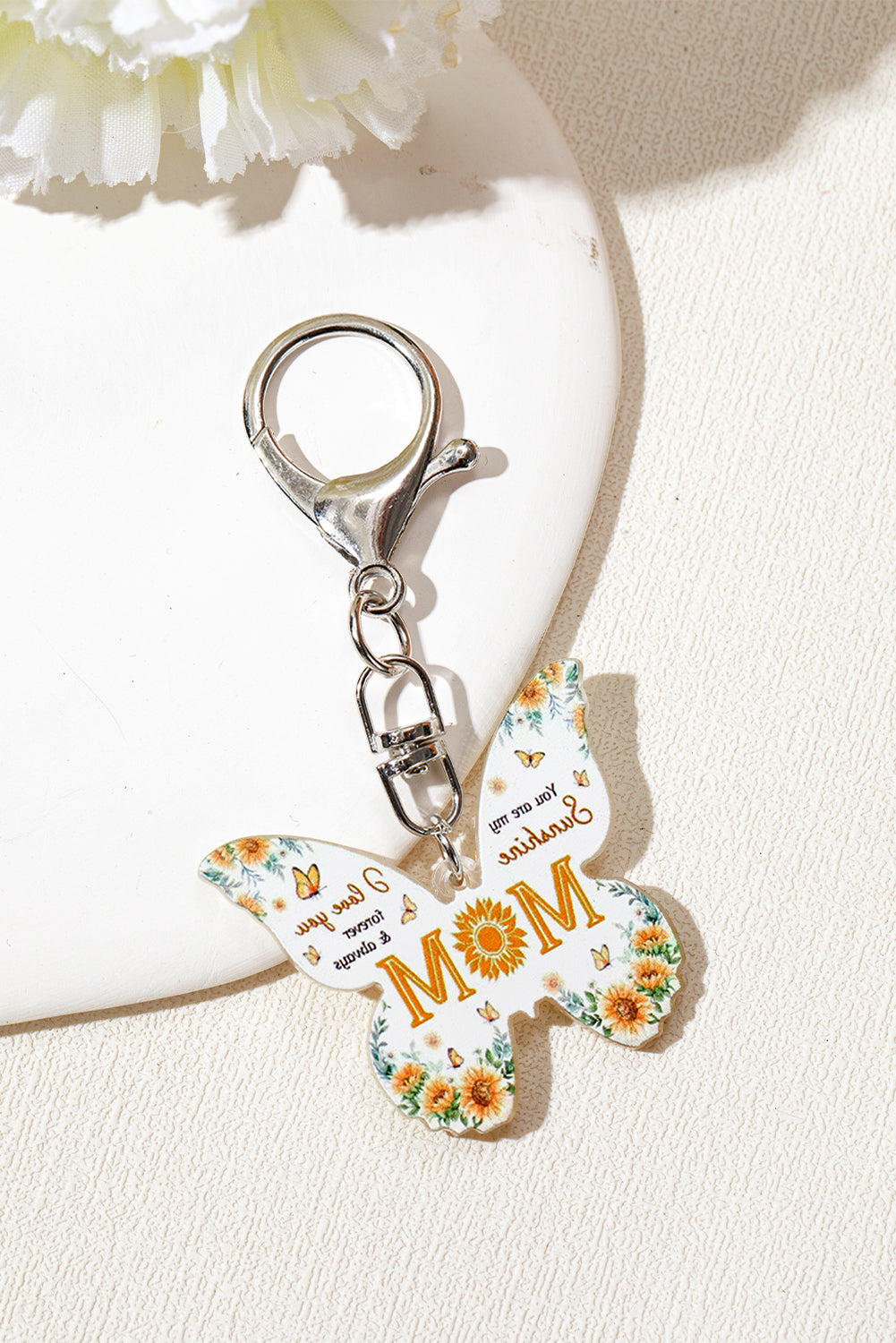 Yellow MOM Butterfly Shape Acrylic Keychain