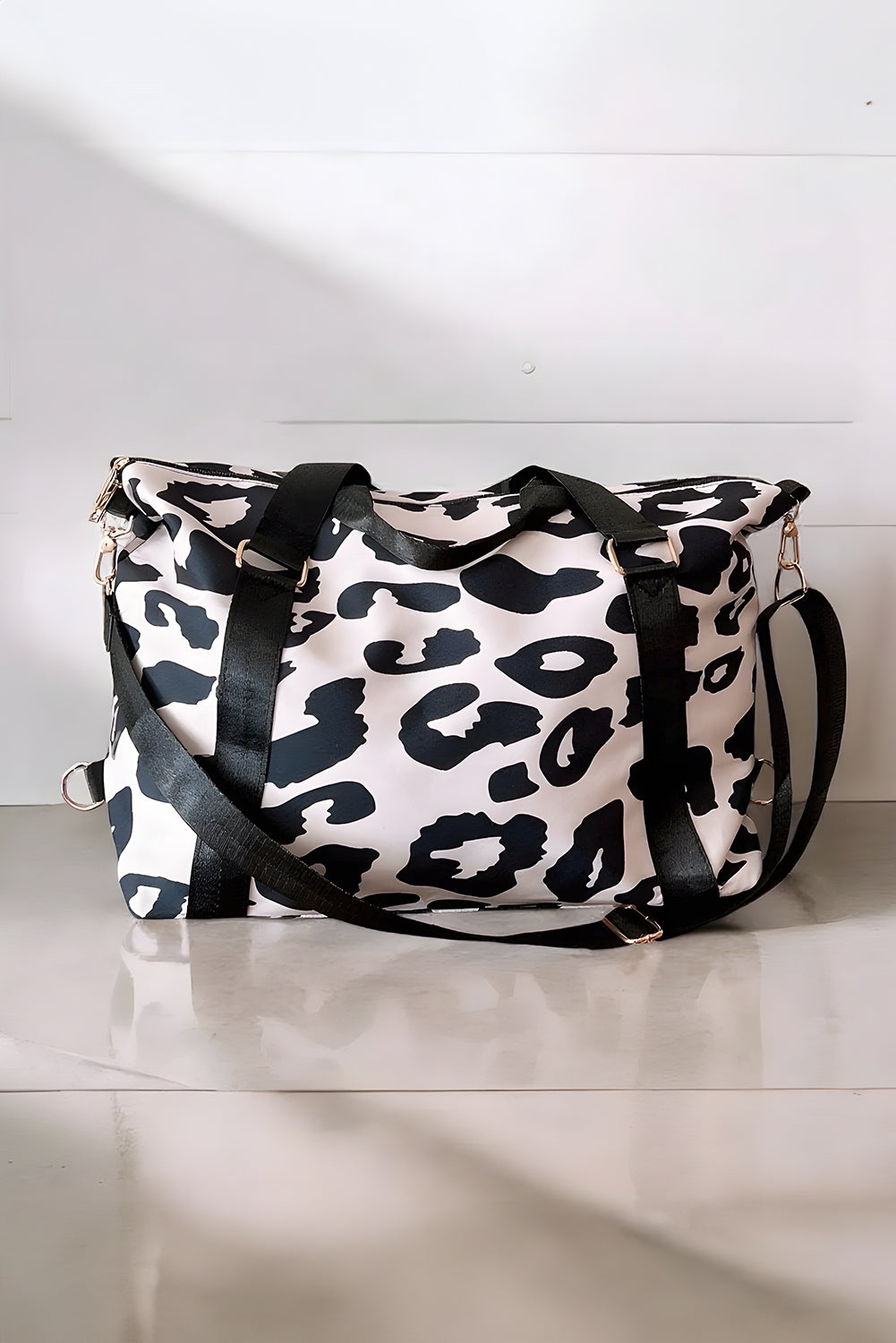 Color black Leopard Print Large Travel Bag