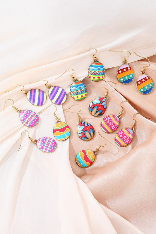 Sachet Pink Easter Eggs Pattern Hook Earrings