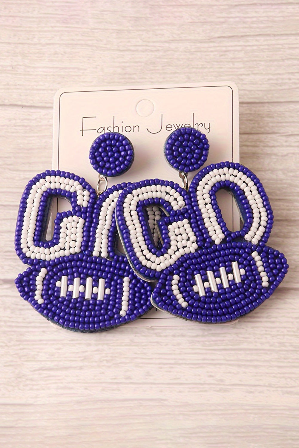 Bluing Beaded Go Rugby Football Earrings