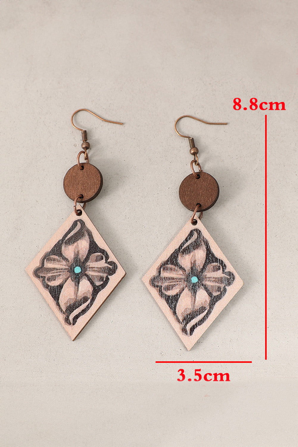 DUNE Western Floral Wooden Dangle Earrings