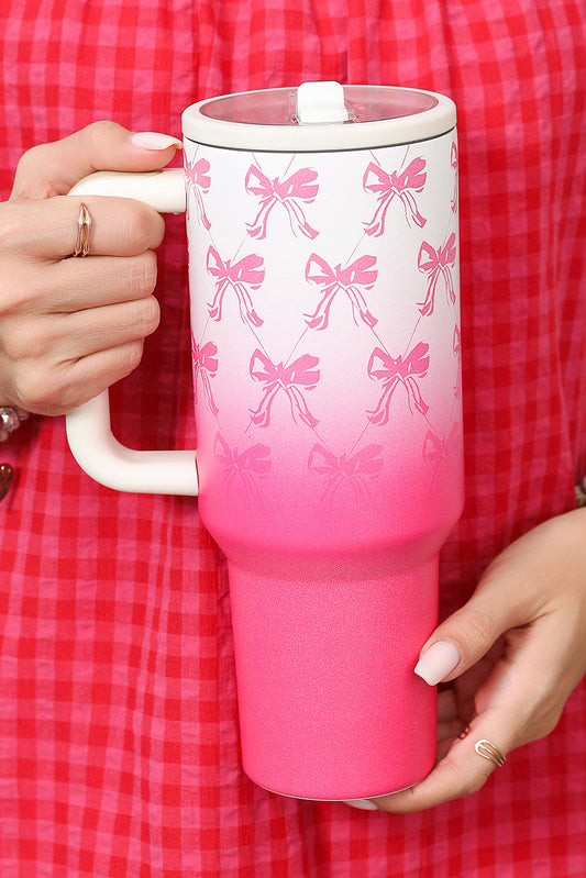 Pink Bow Knot Gradient Color Print Large Vacuum Cup