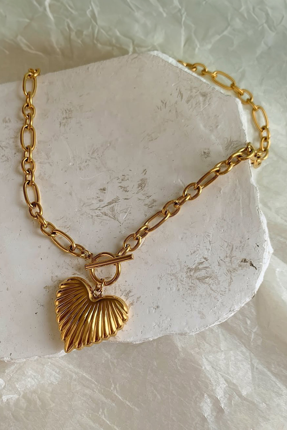 Gold Plated Chunky Heart Bohemian Necklace