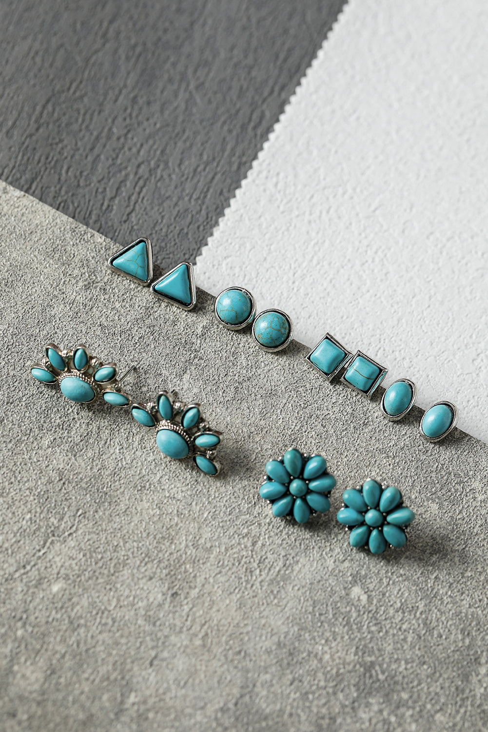 Green 6 Pair Turquoise Boho Vintage Earrings Set