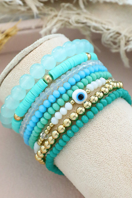 Aruba Blue Multi Layered Beaded Bracelet Set