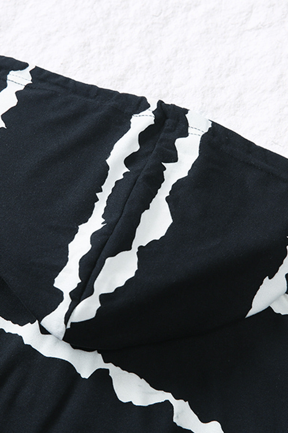 Black Striped Drawstring Button Long Sleeve Hoodie