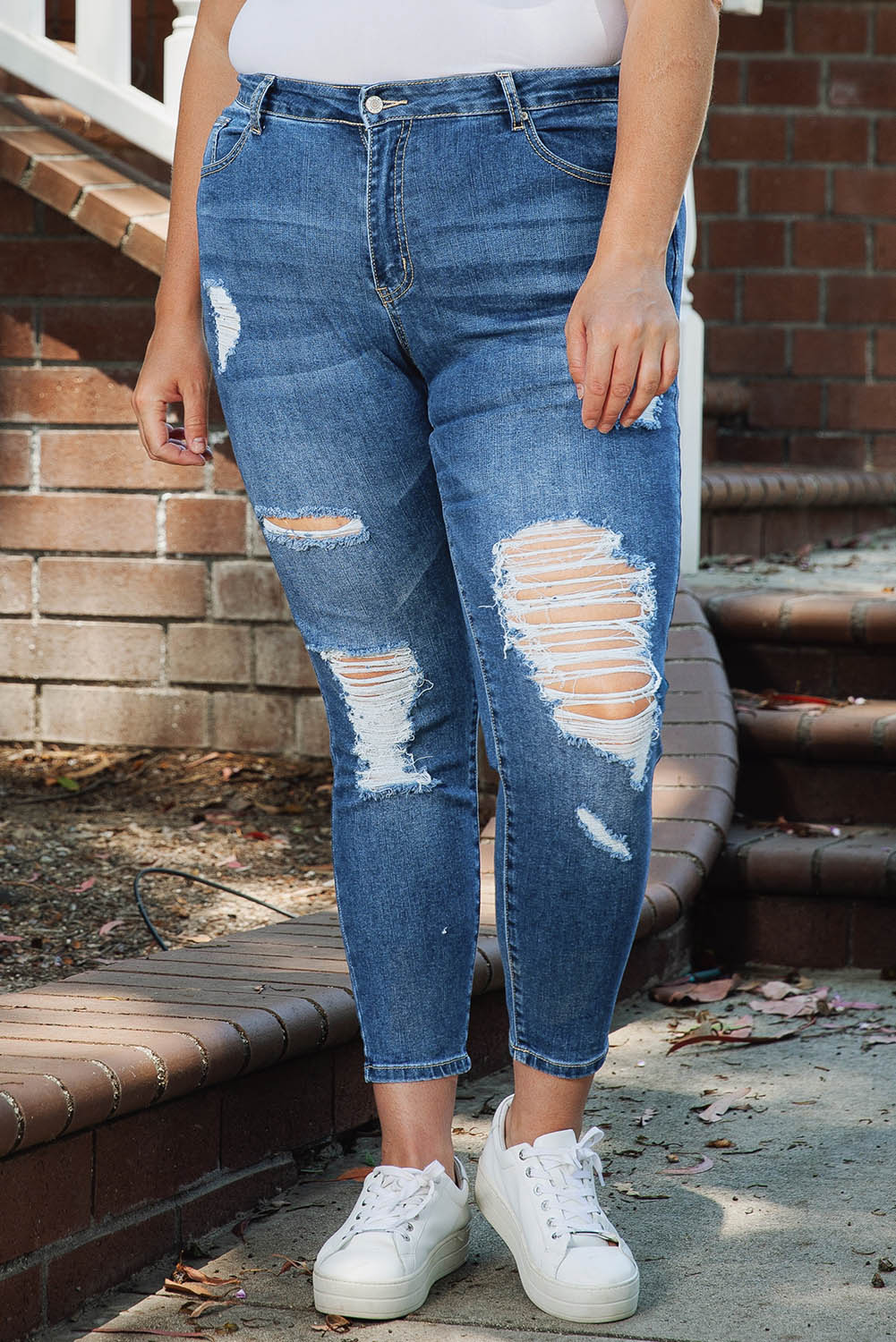 Plus-Size Ripped Skinny Jeans