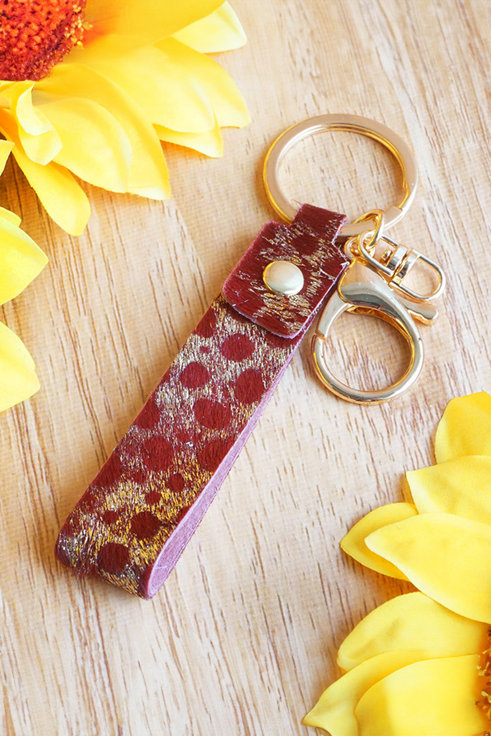 Red Dahlia Western Fashion Leather Ornament Key Ring