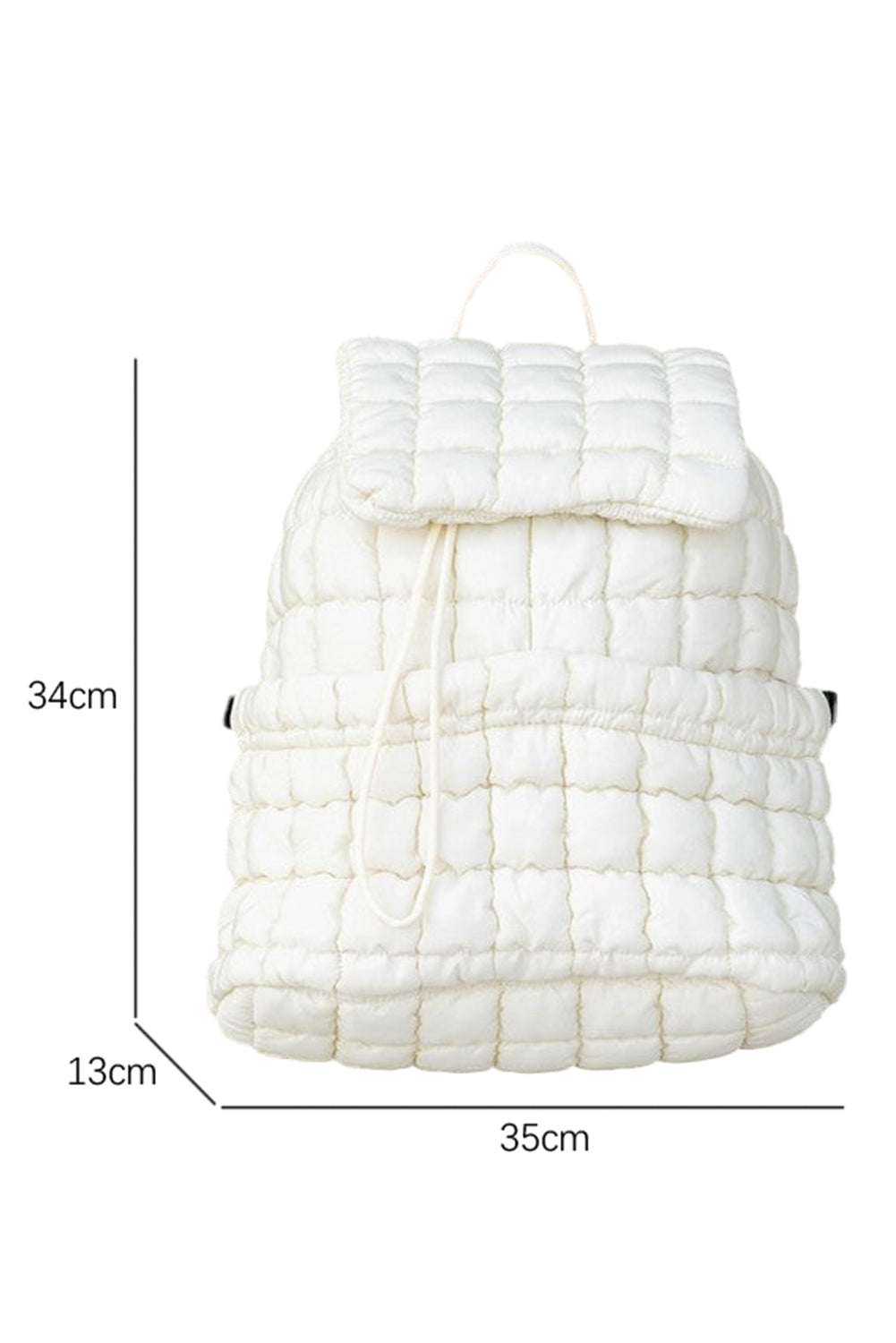 White Solid Flapped Quilted Puffer Backpack