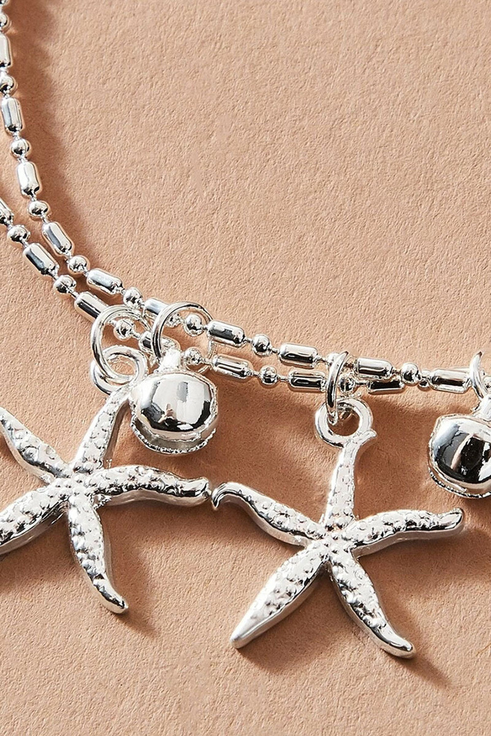 Silver Starfish Bell Dual-Layered Anklet