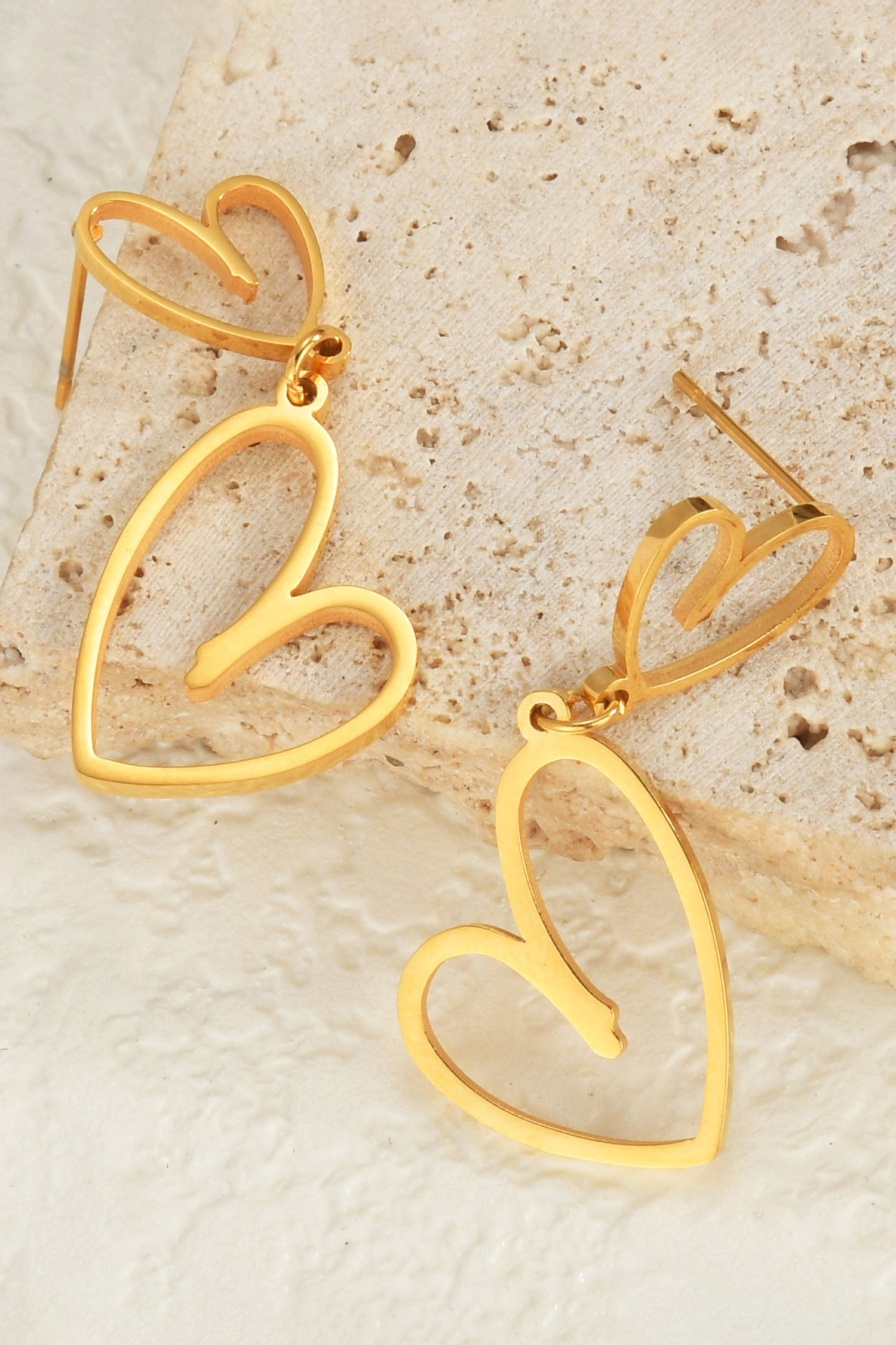 Gold Plated Dual Heart Stud Earrings