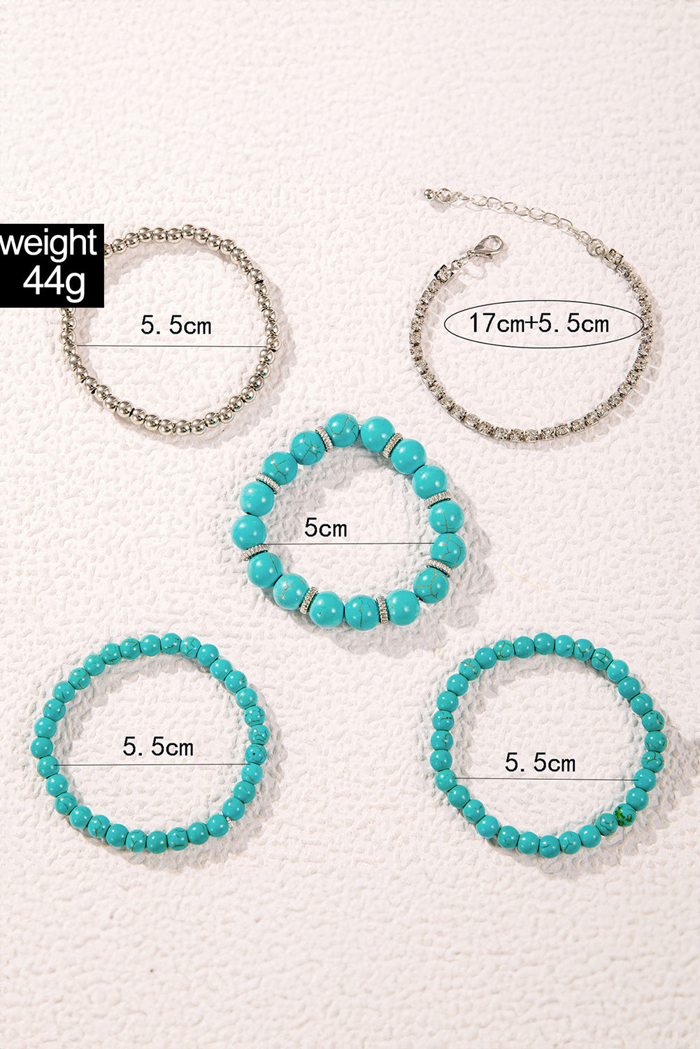 Turquoise Multilayer Alloy Rhinestone Beading Bracelet