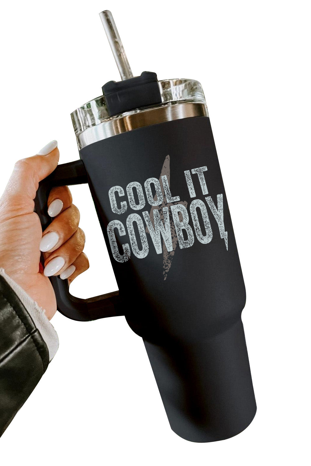 Black COOL IT COWBOY Lightning Print Stainless Steel Insulate Cup 40oz