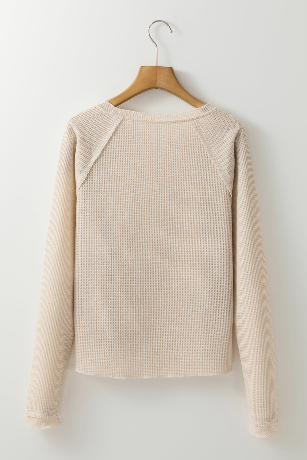 Apricot Textured Round Neck Long Sleeve Top
