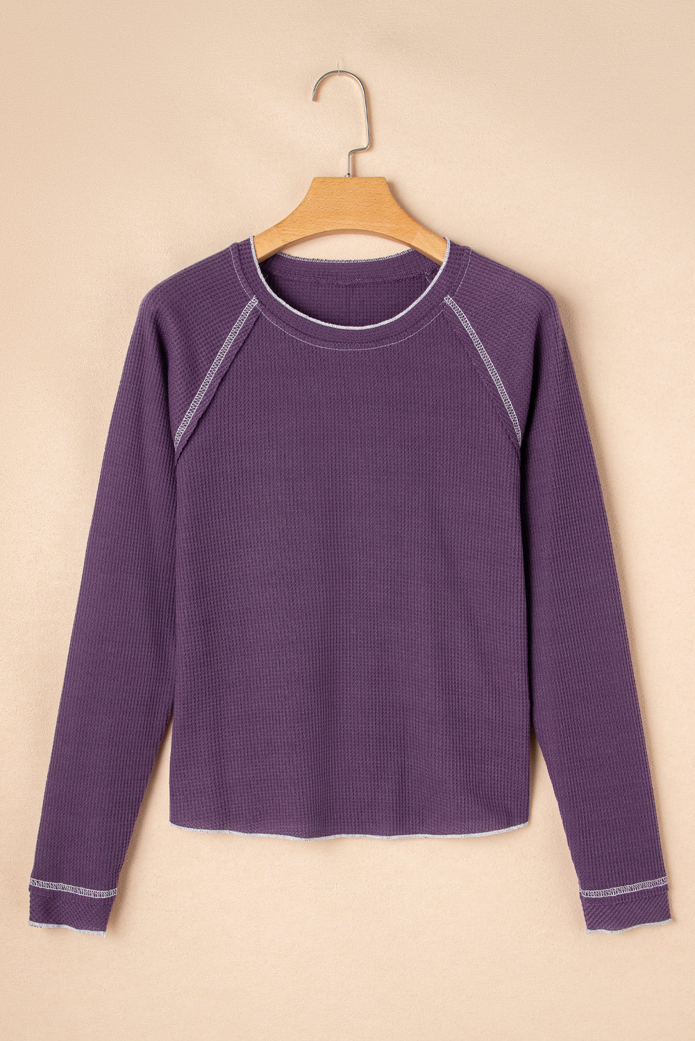 Tillandsia Purple Textured Round Neck Long Sleeve Top