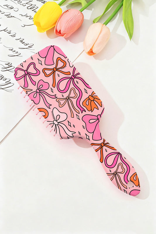 Peach Blossom Starry Ribbon Bow Print Air Cushion Comb
