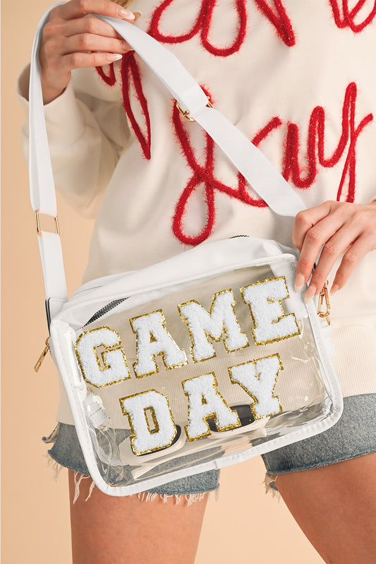 White GAME DAY Rugby Football Clear Shoulder Bag