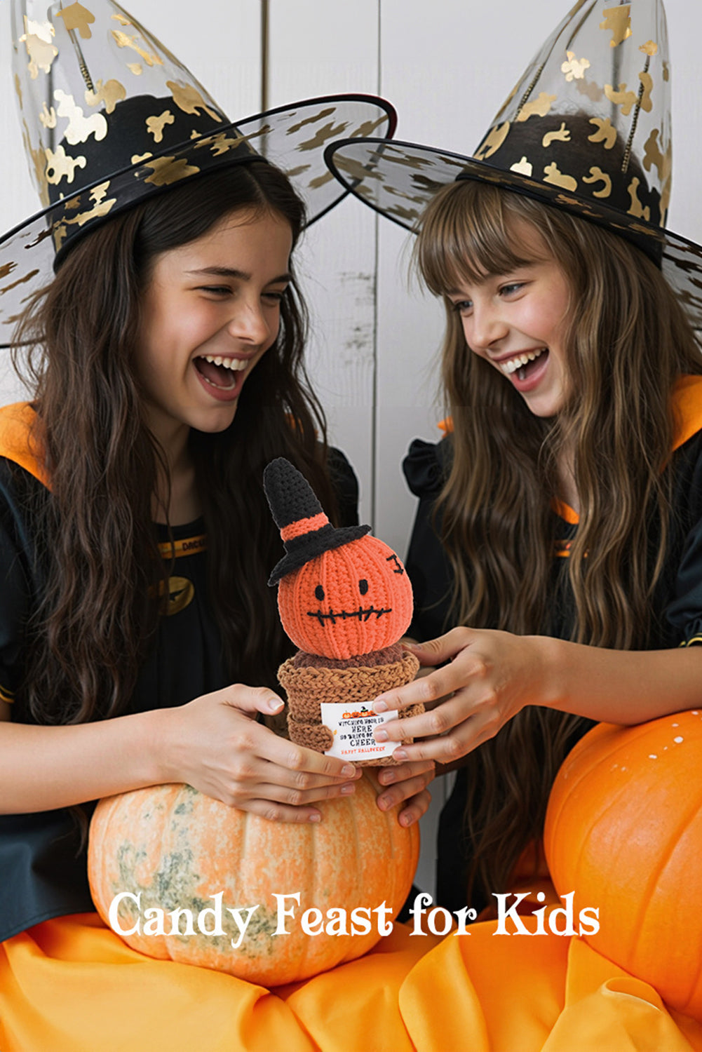 Carrot Handmade Crochet Halloween Pumpkin Potted Doll Decor