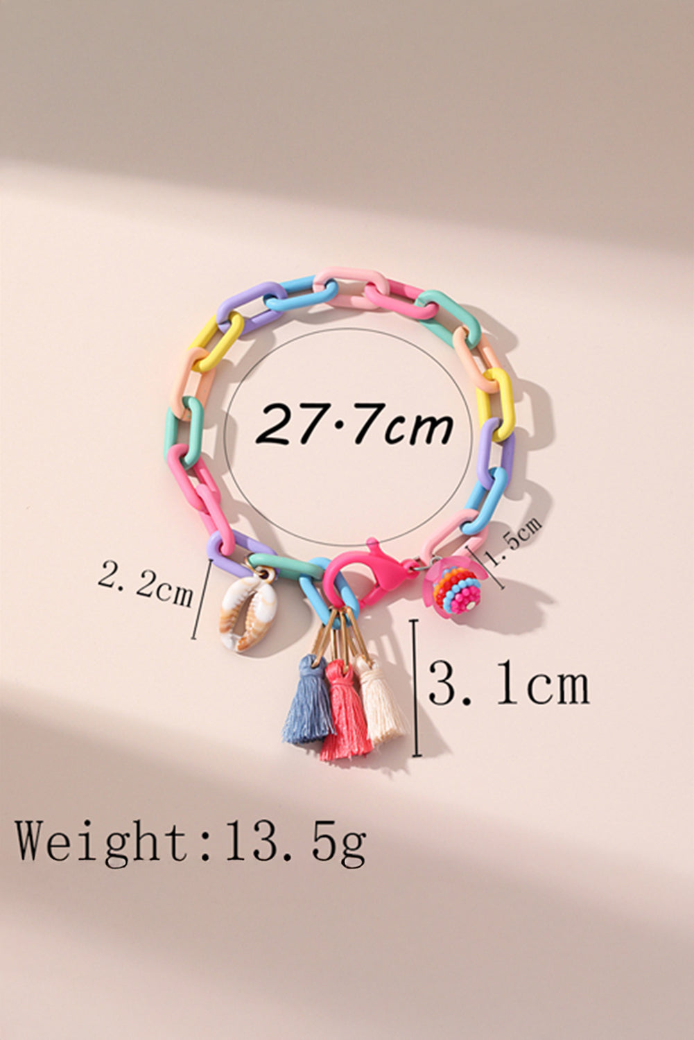 Bonbon Shell Tassel Colorful Chain Link Adjustable Anklet