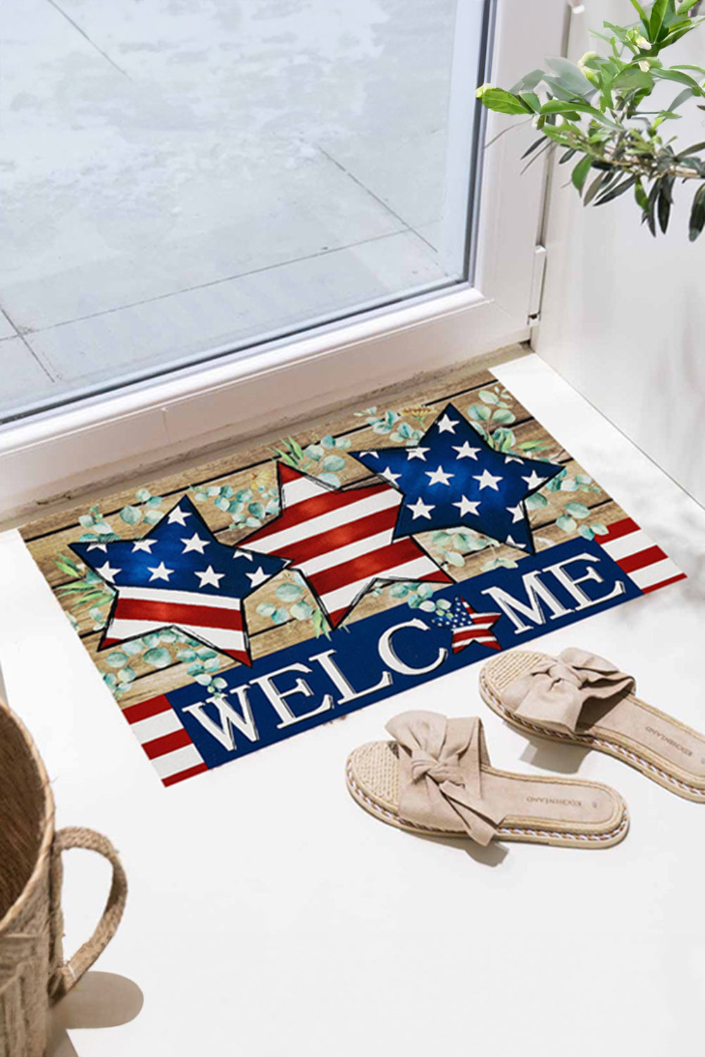 Dark Blue WELCOME American Flag Print Non-slip Entrance Mat
