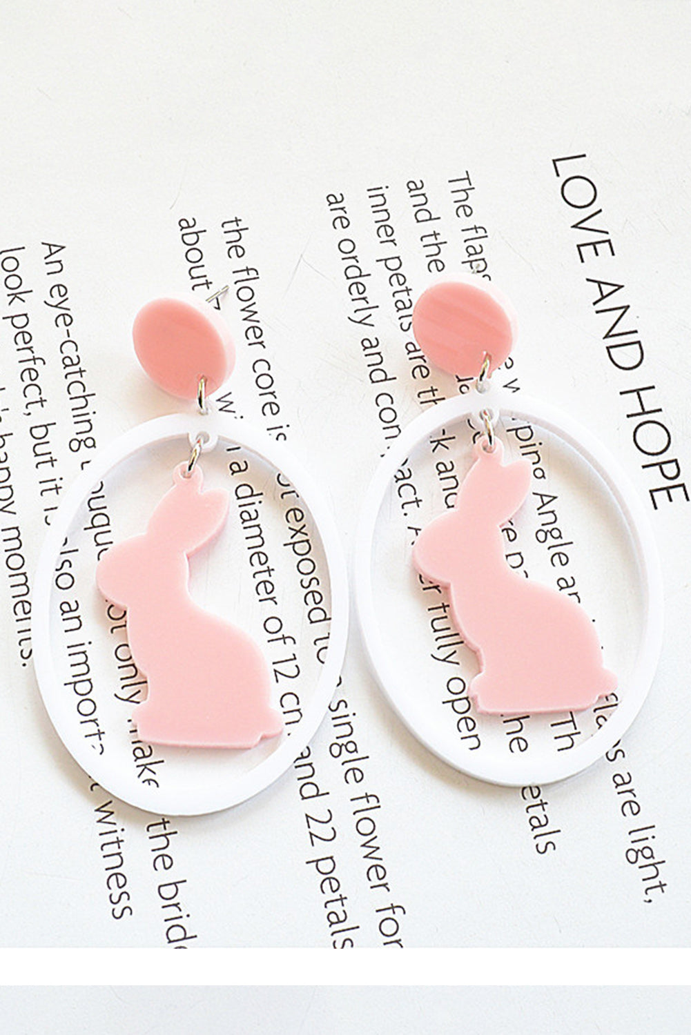 White Easter Colorblock Bunny Drop Earrings