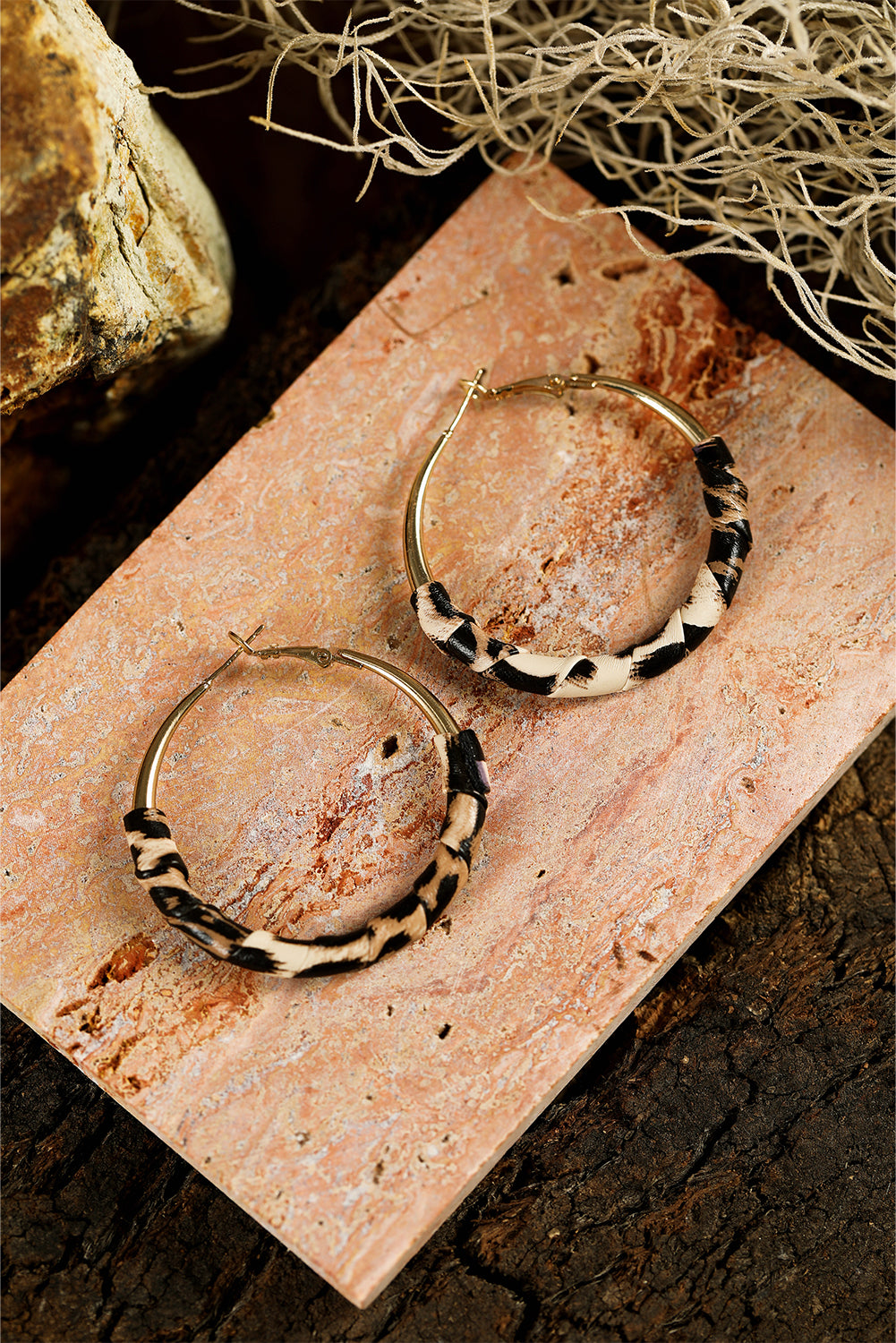 Gold Plated Leopard Detail Hoop Earrings