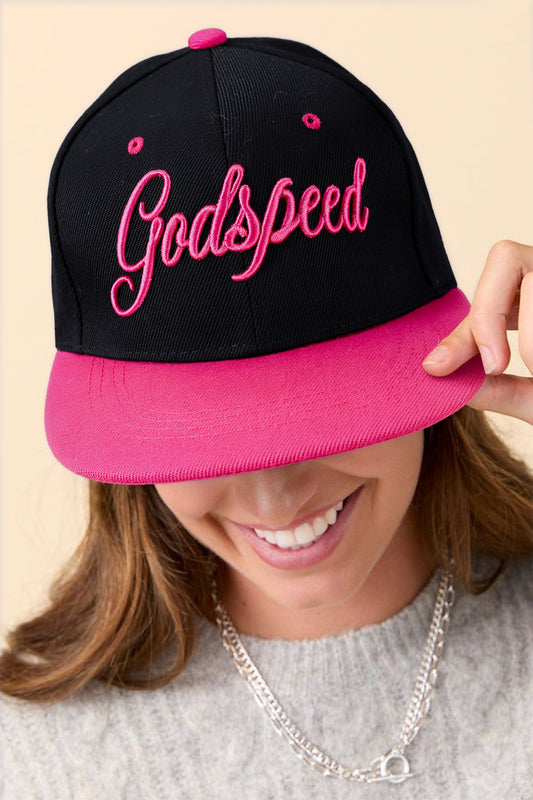 Rose Red Godspeed Letter Embroidered Color Block Cap