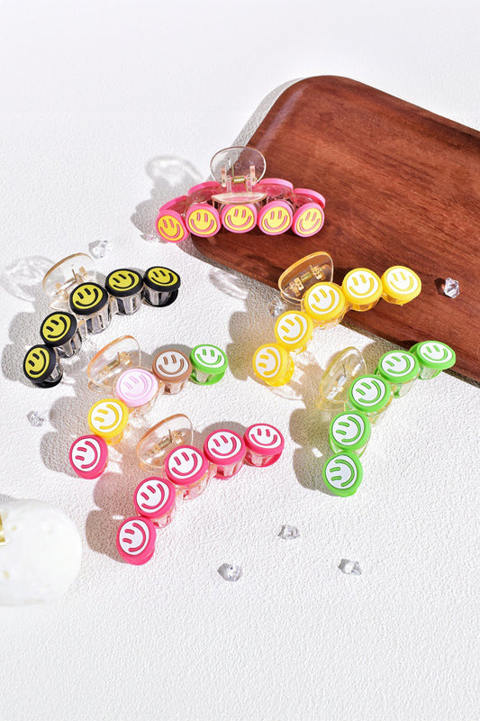 Rose Red Smiley Face Hair Claw Clip