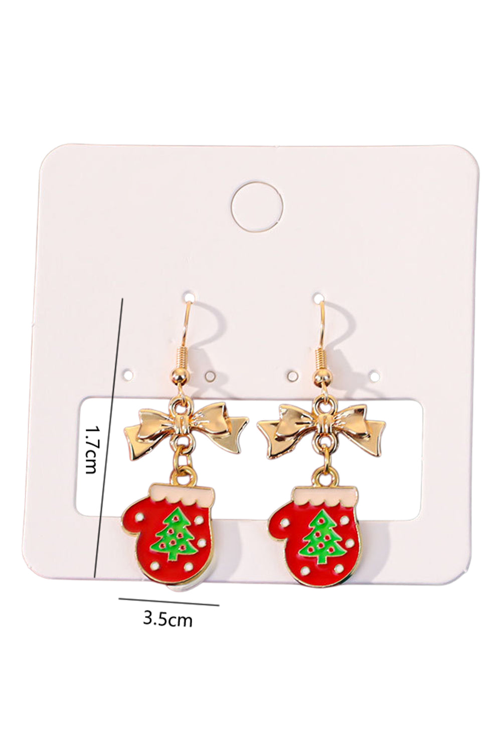 Gold Plated Bow Christmas Gloves Hook Dangle Earrings