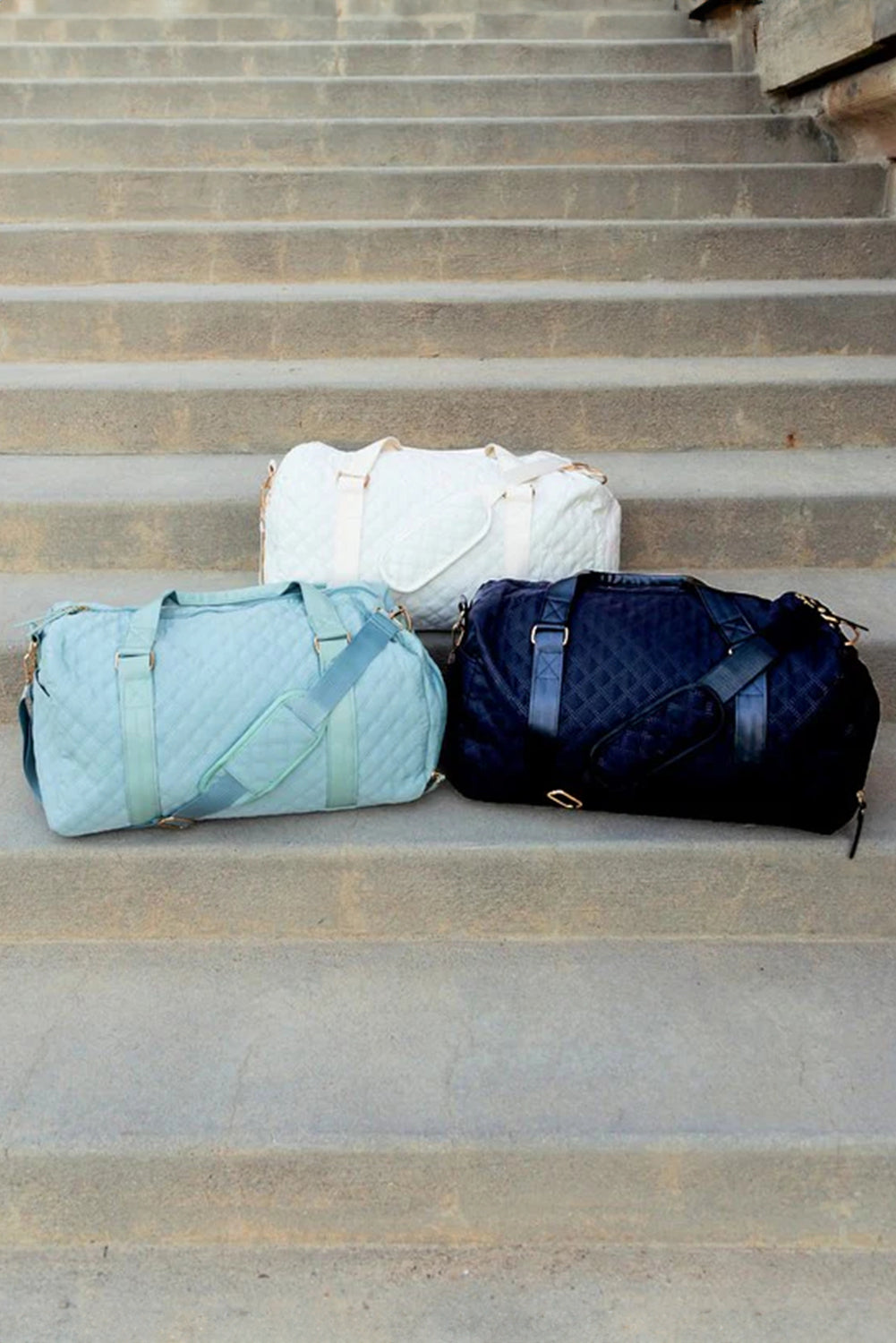 Black Rhombus Textured Waterproof Travel Duffel Bag