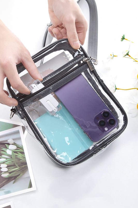 Black Transparent PVC Zipper Crossbody Bag