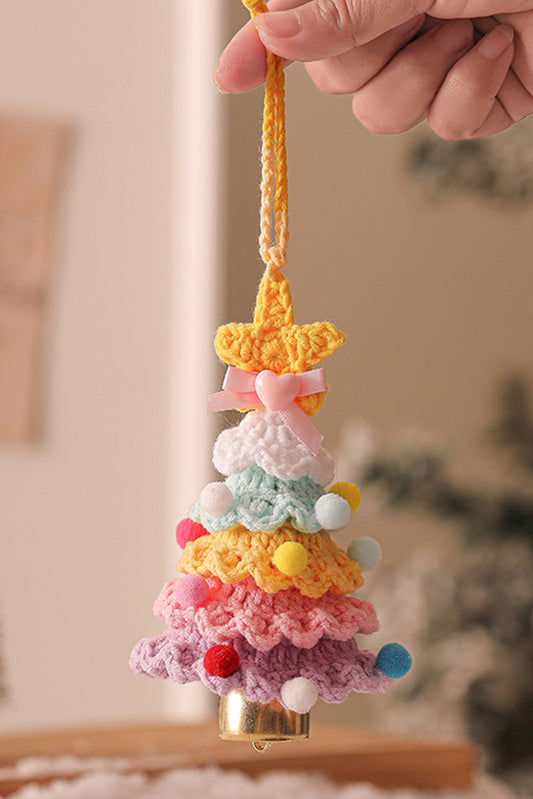 Orchid Petal Handmade Crochet Christmas Tree Jingle Bell Home Hanging Decoration