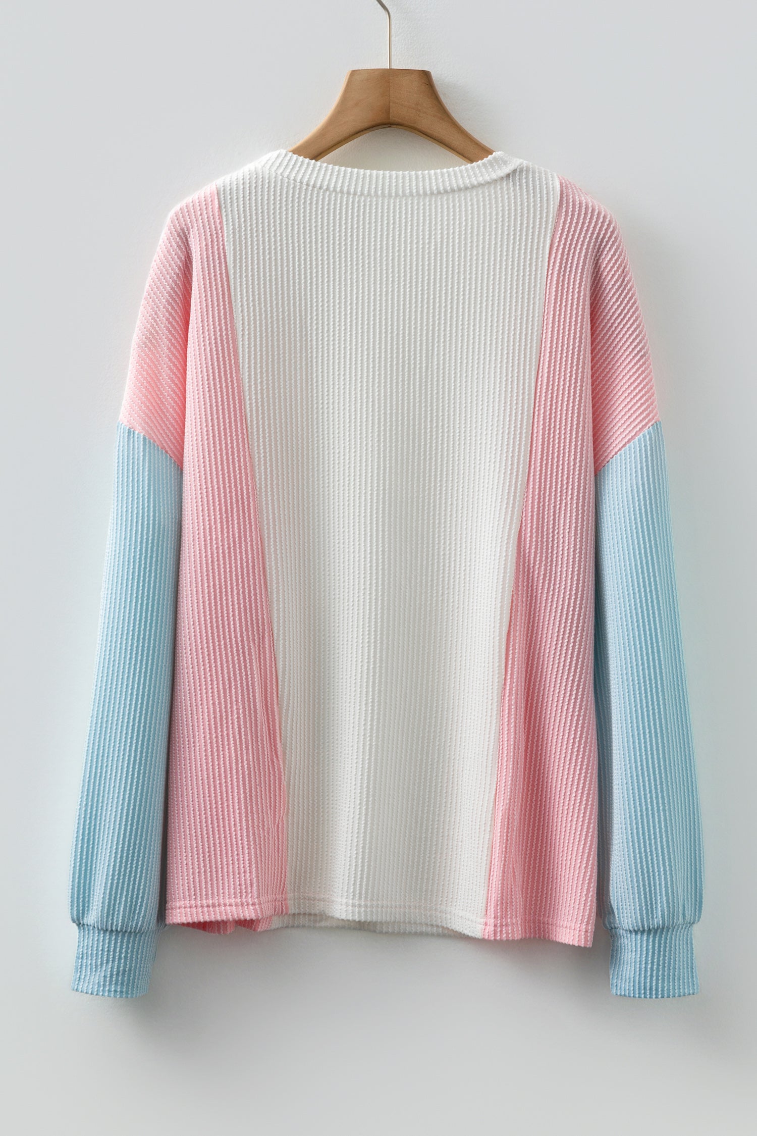 Beau Blue Color Block Corded Long Sleeve Top