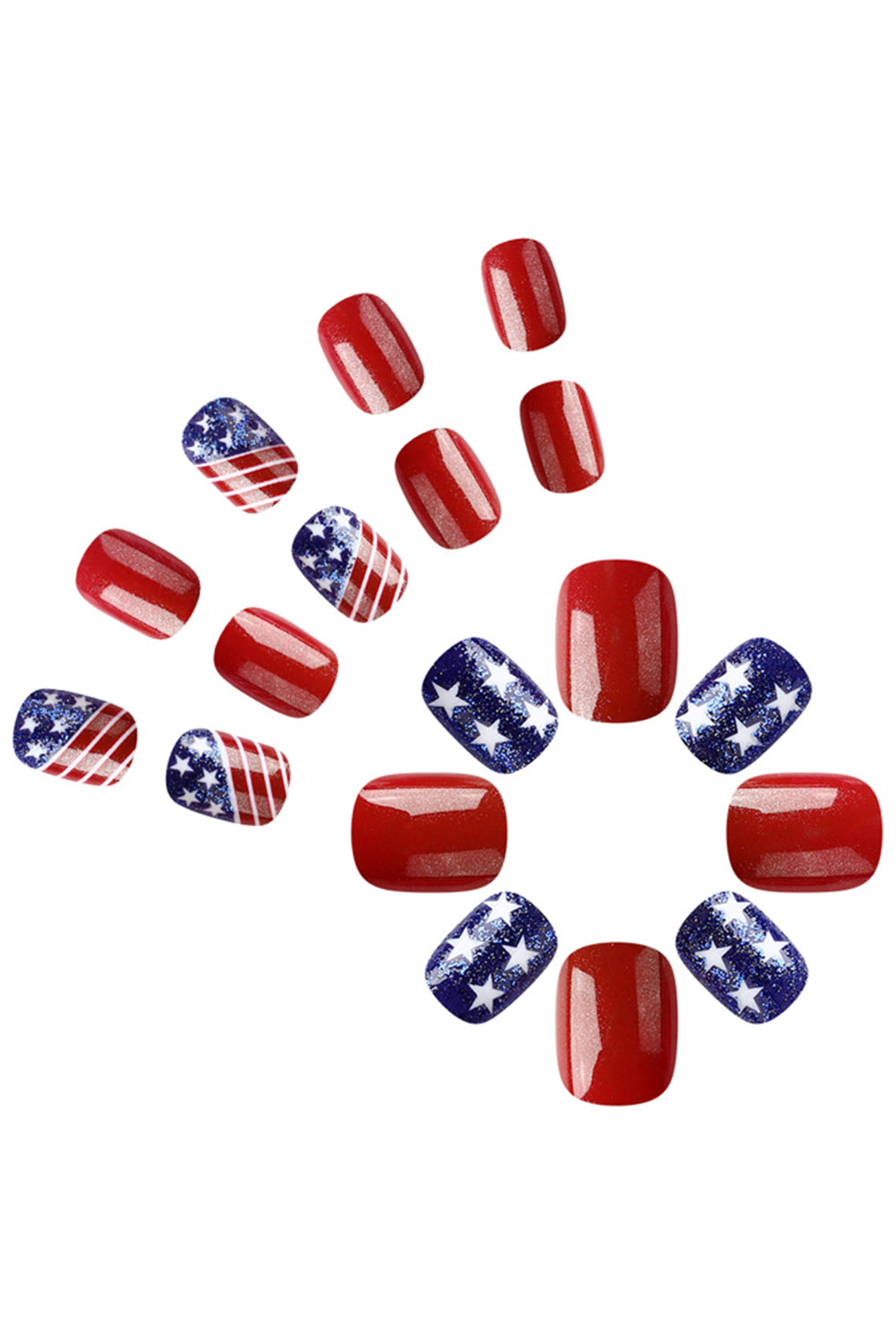 Dark Blue 24pcs American Flag Short Square Nail Stickers