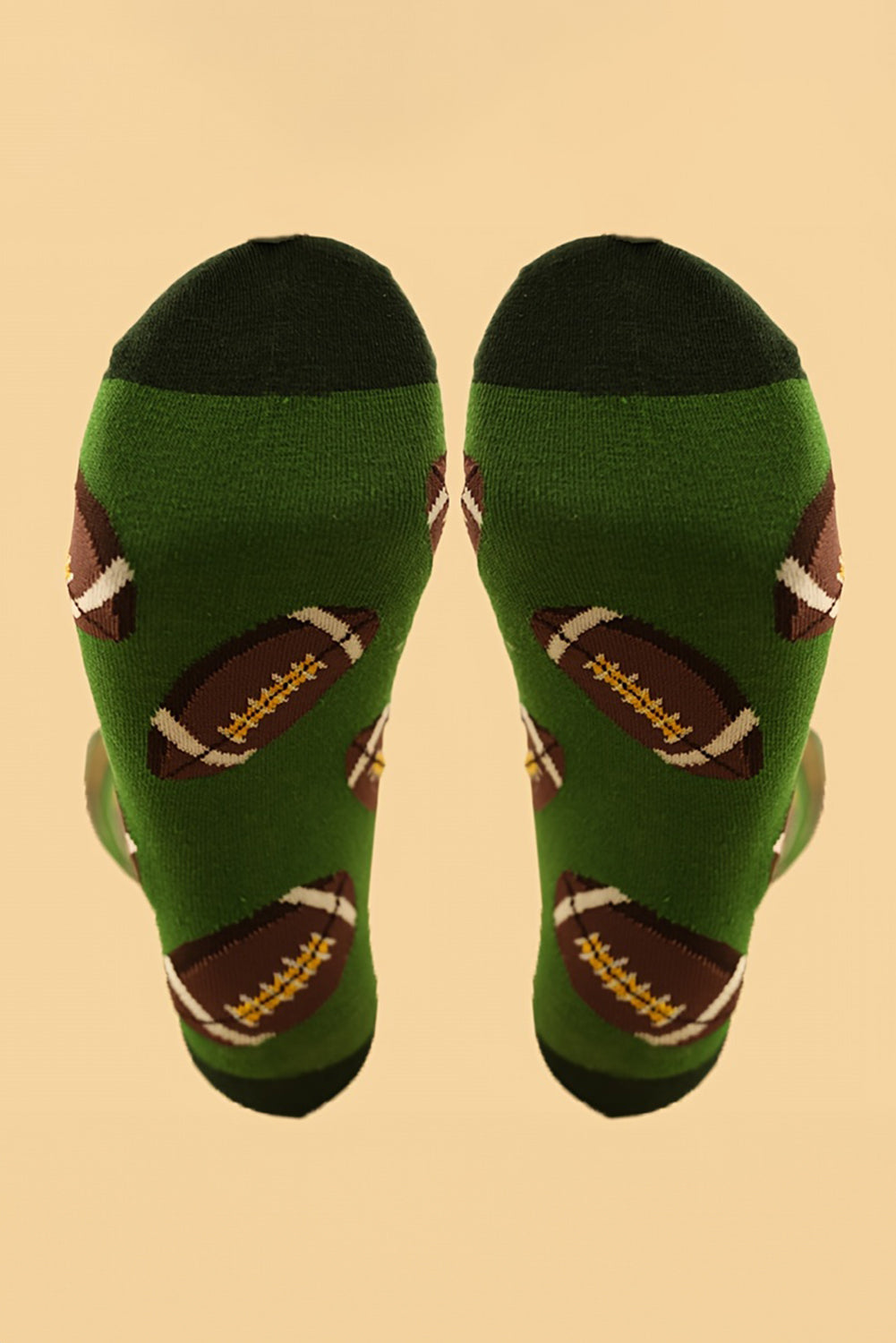 Blackish Green Rugby Football Print Mid-length Socks