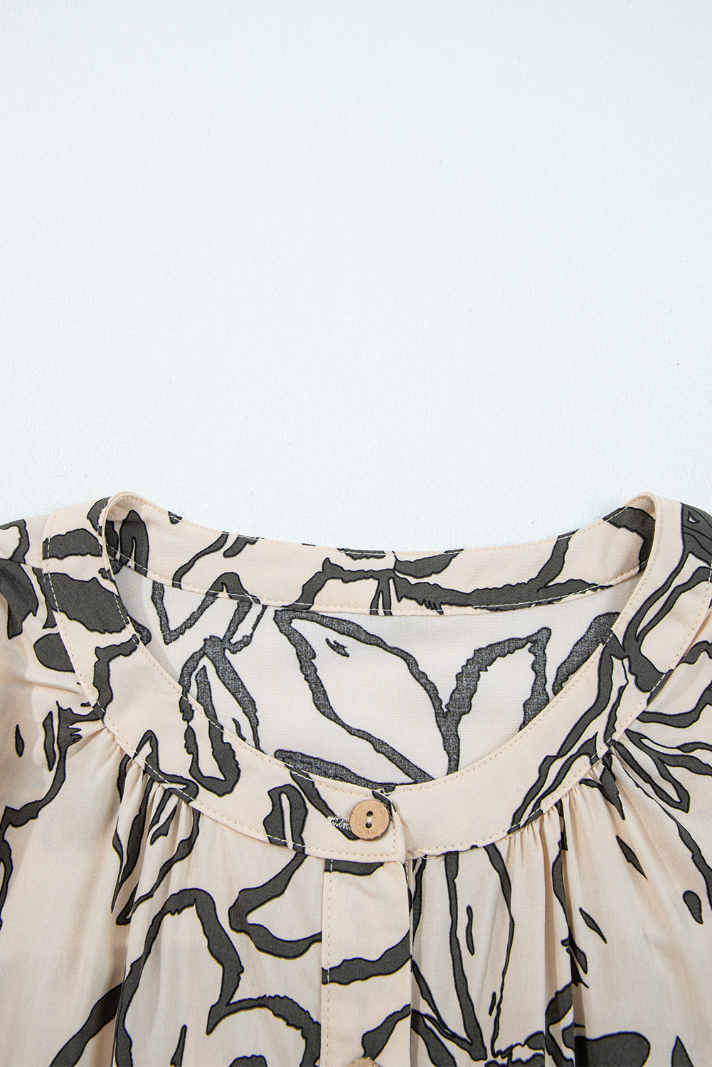 Gray Morn Floral Print Batwing Sleeve Buttoned Loose Fit Shirt