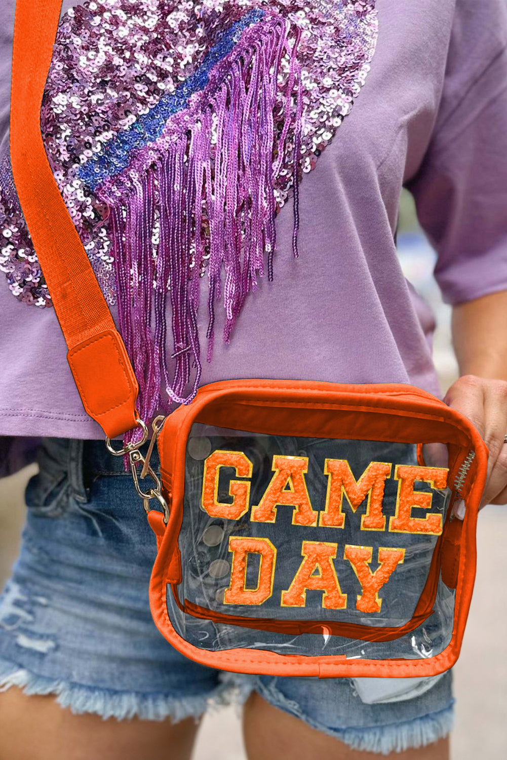 Orange GAME DAY Rugby Football Clear Shoulder Bag