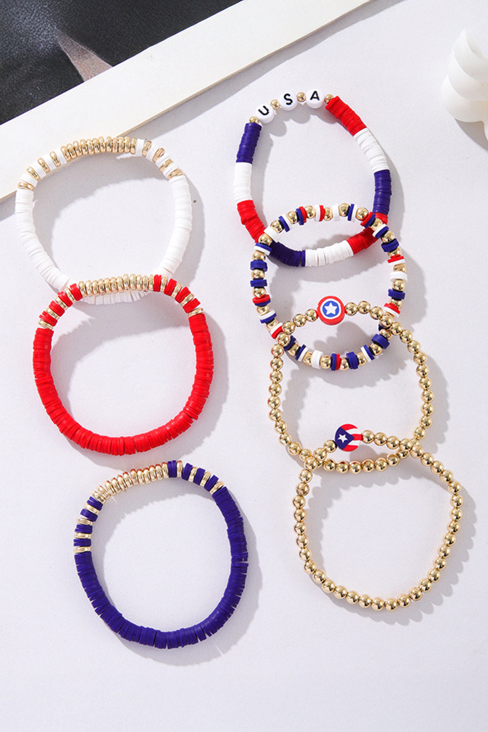 Gold USA Multi Beading Layered Bracelet