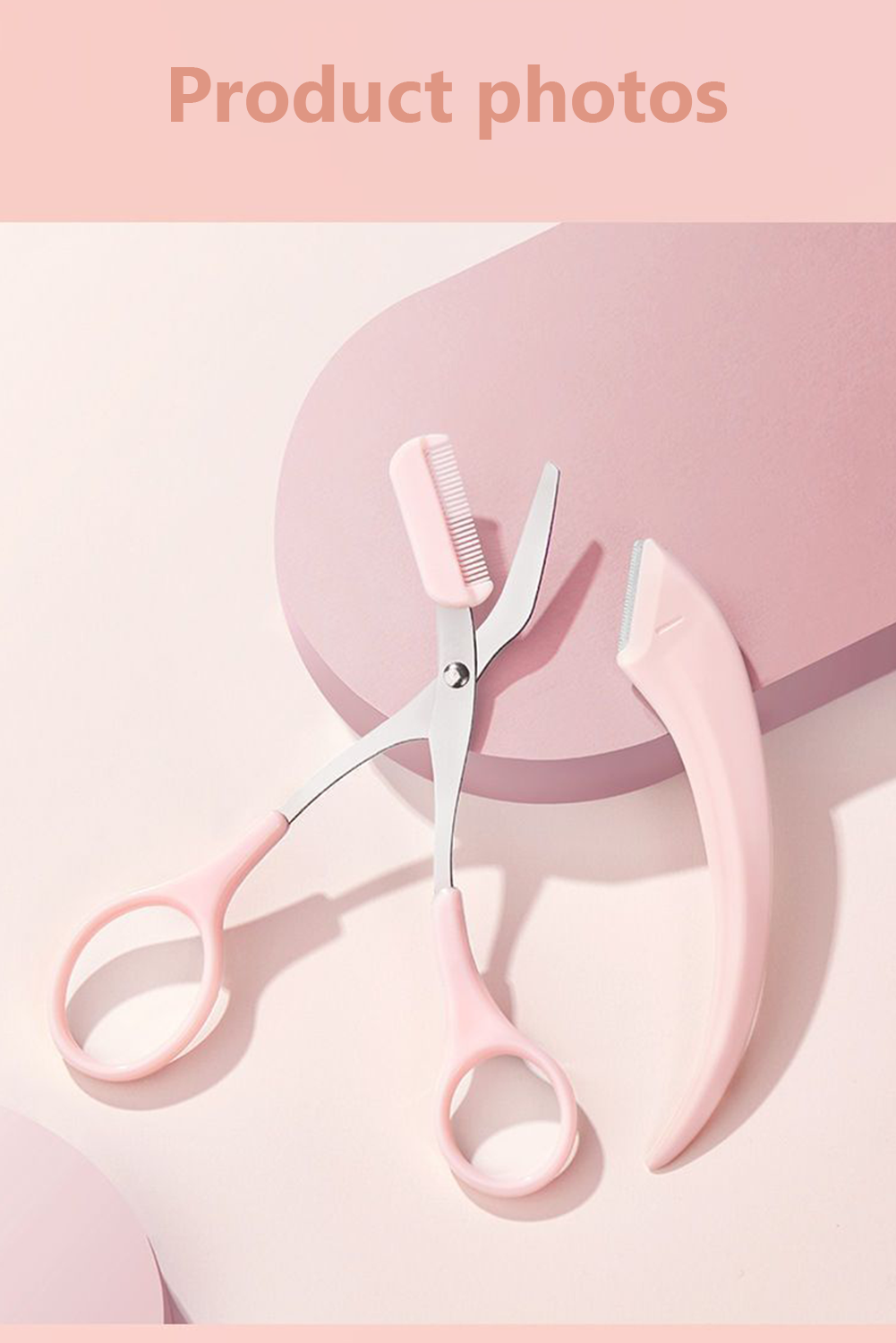 Light Pink 2pcs Eyebrow Trimming Tool Set