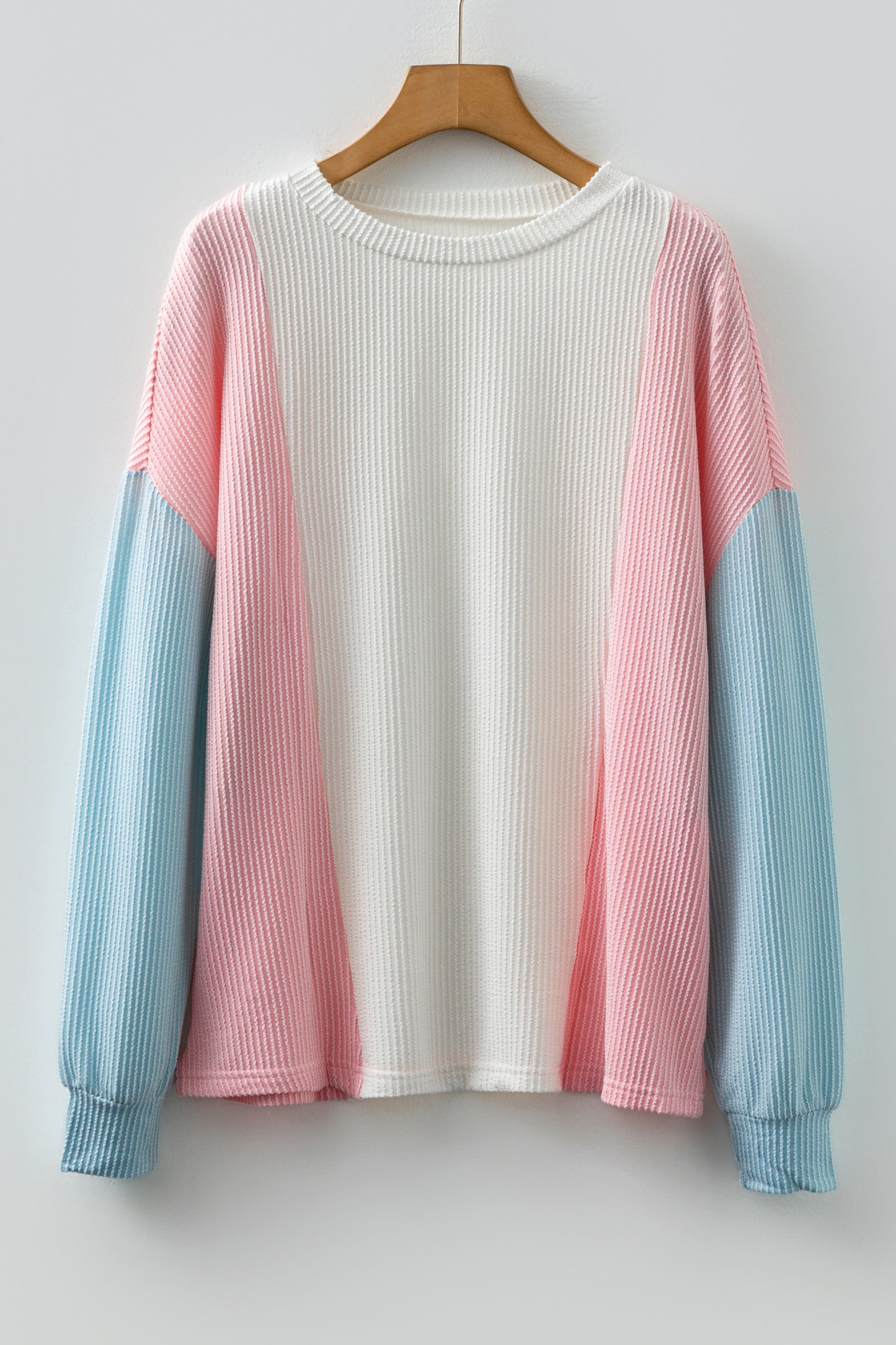 Beau Blue Color Block Corded Long Sleeve Top